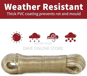 50m PVC Plastic Coated Steel Wire Rope Clothesline -
