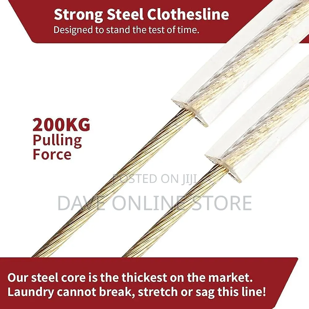 50m PVC Plastic Coated Steel Wire Rope Clothesline -
