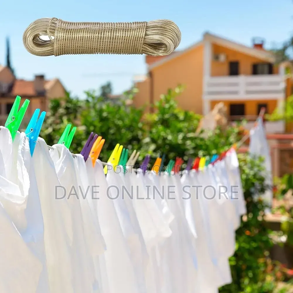 50m PVC Plastic Coated Steel Wire Rope Clothesline -
