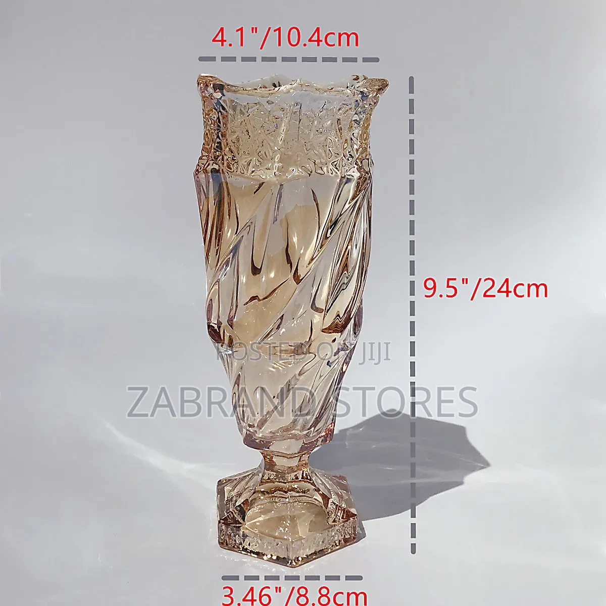 Amber Crystal Glass Flower Vase