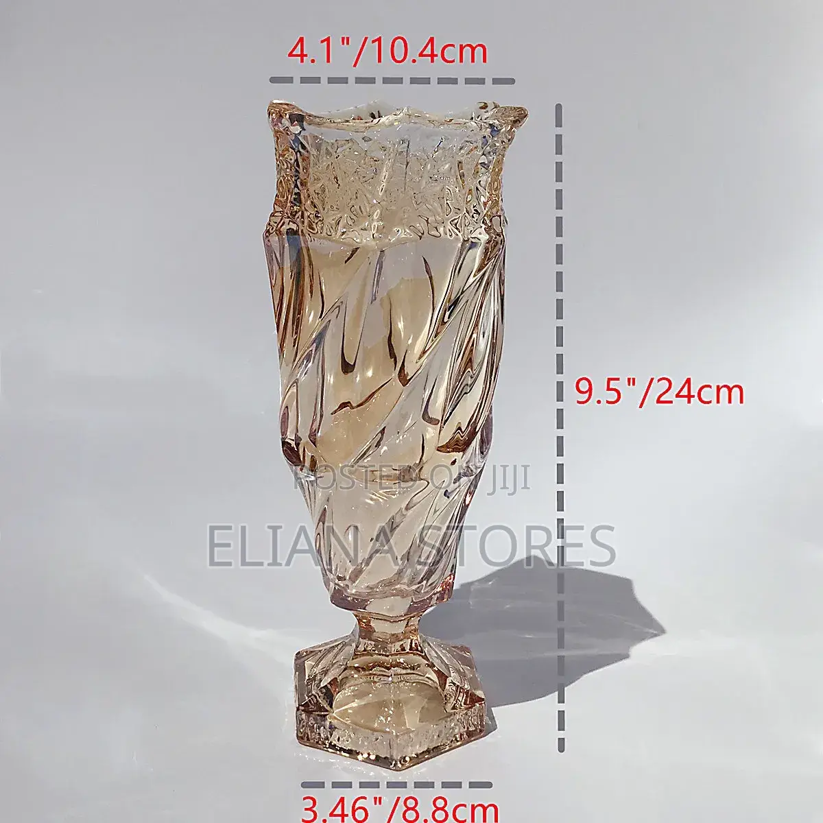 Amber Crystal Glass Flower Vase