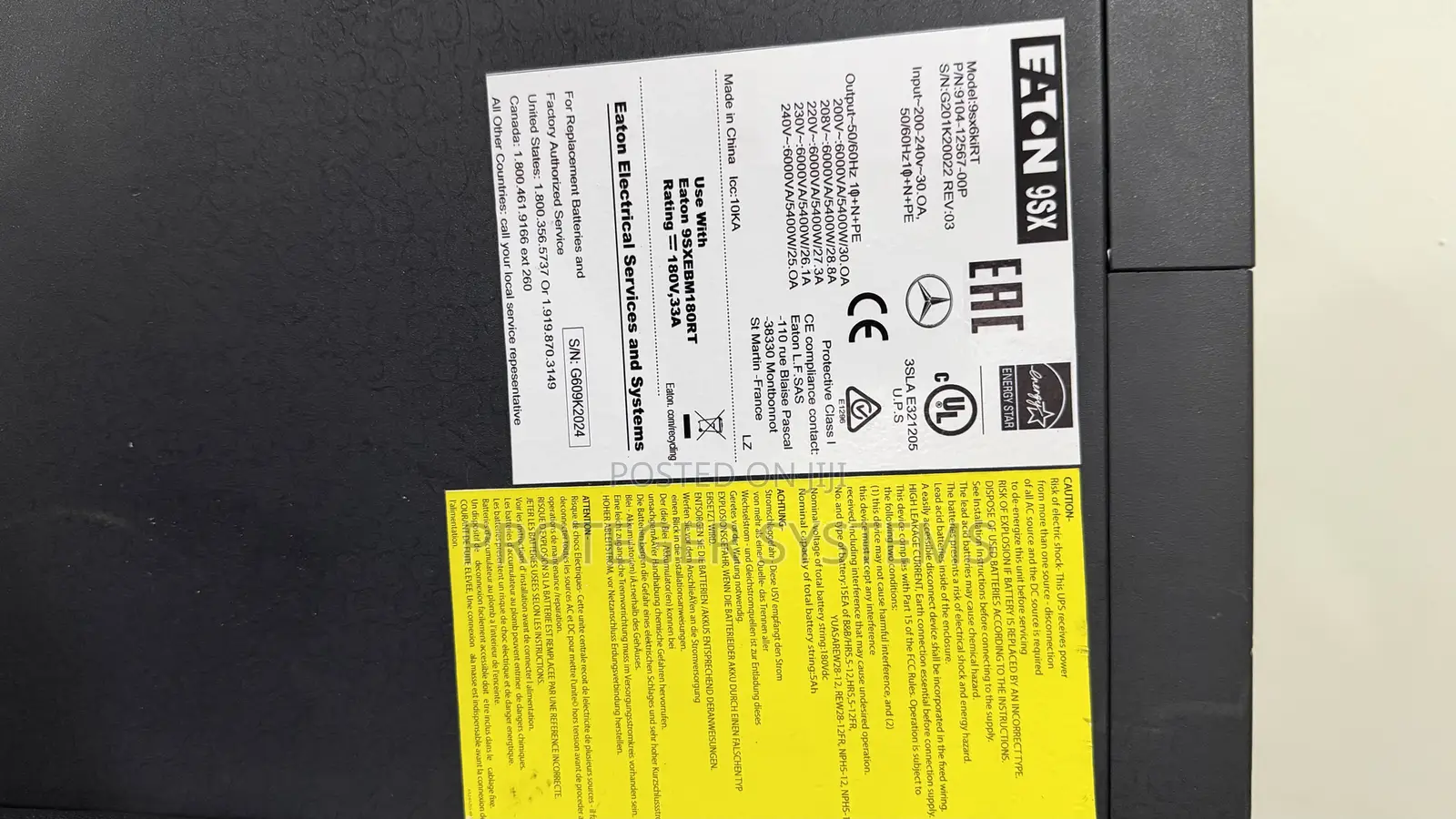 Eaton 6KVa/6000Va 9sx6kiRT UPS