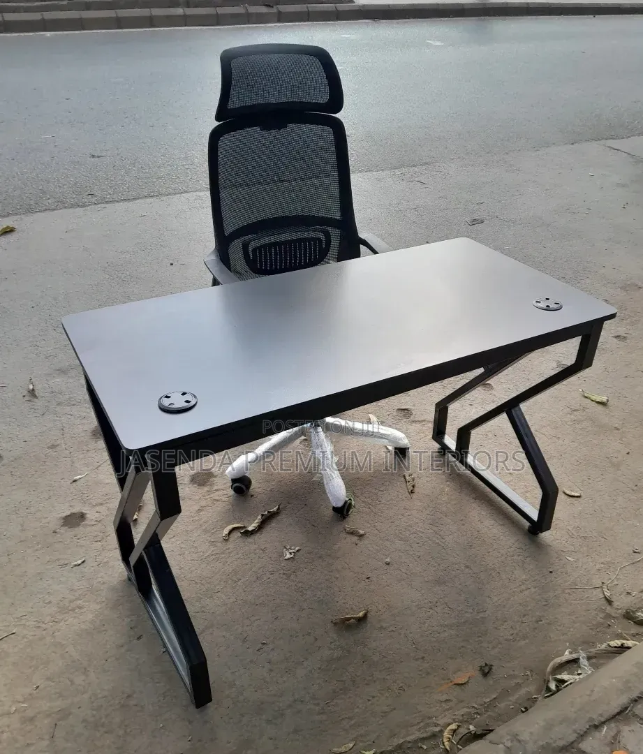 Office Desk 120cm Wood Top + Black Metallic X Legs | Free Delivery