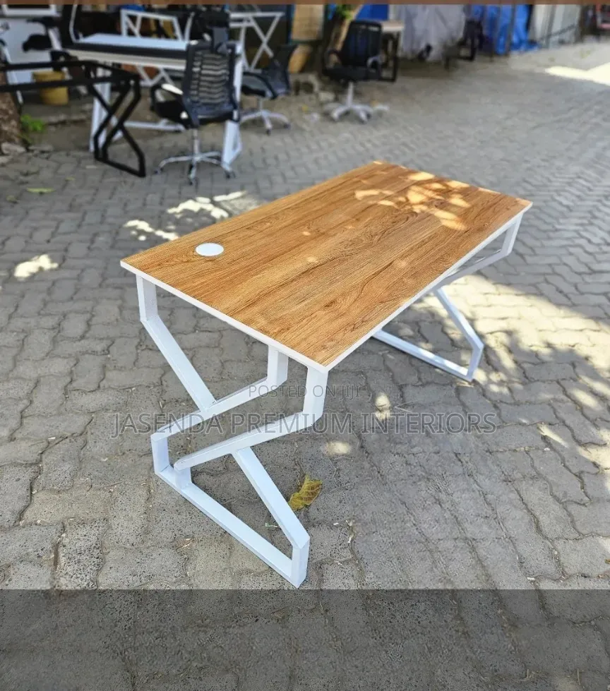 Workstation Desk 120cm Wood Top Metallic X Legs | Stable Design