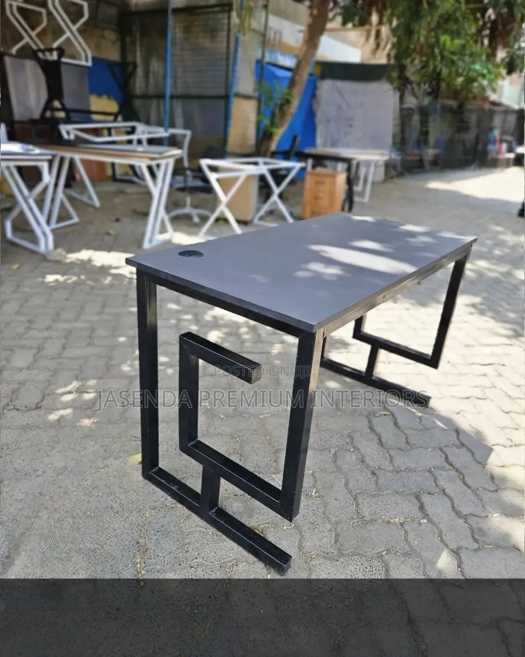 Office Desk 120cm Brown Wood + X Metal Legs | Heavy Duty Table