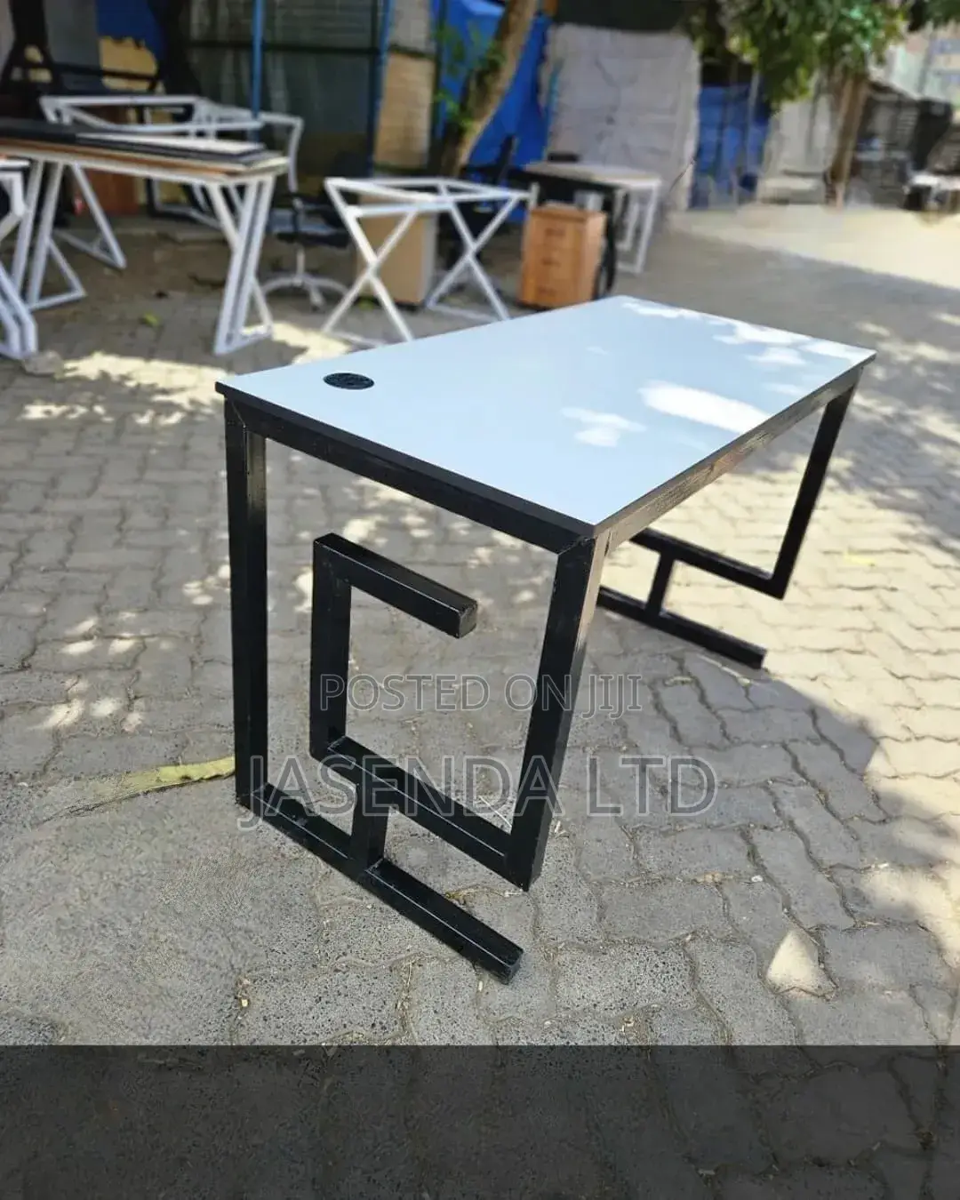 Office Desk White Top 120cm + Metallic X Legs | Study Table