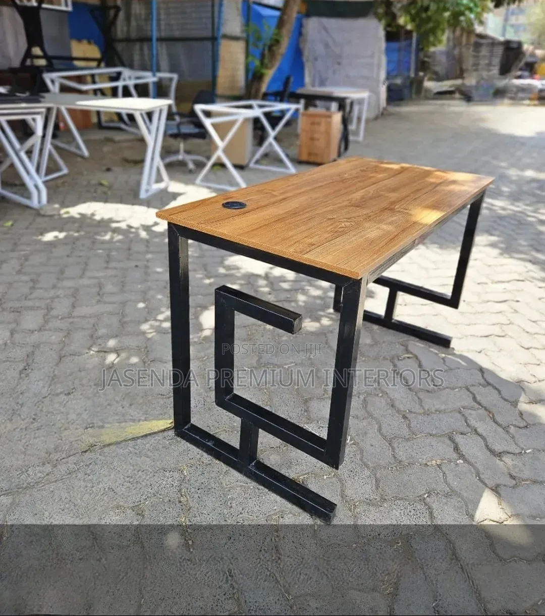 Modern Office Table 120cm Wood Top Metallic X Base | Best Seller