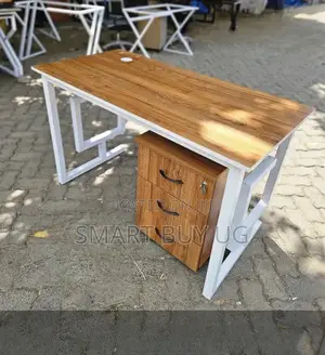 Office Table 120cm Wood Top + Metallic Legs | Free Install