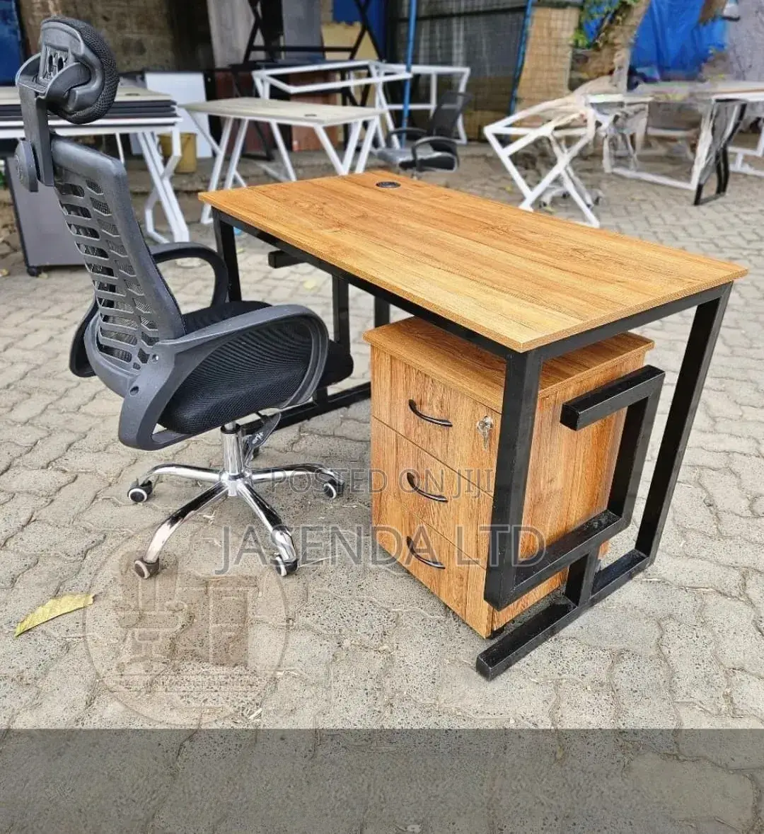 Study Workstation 120cm Wood Top Metal Legs | Office Desk