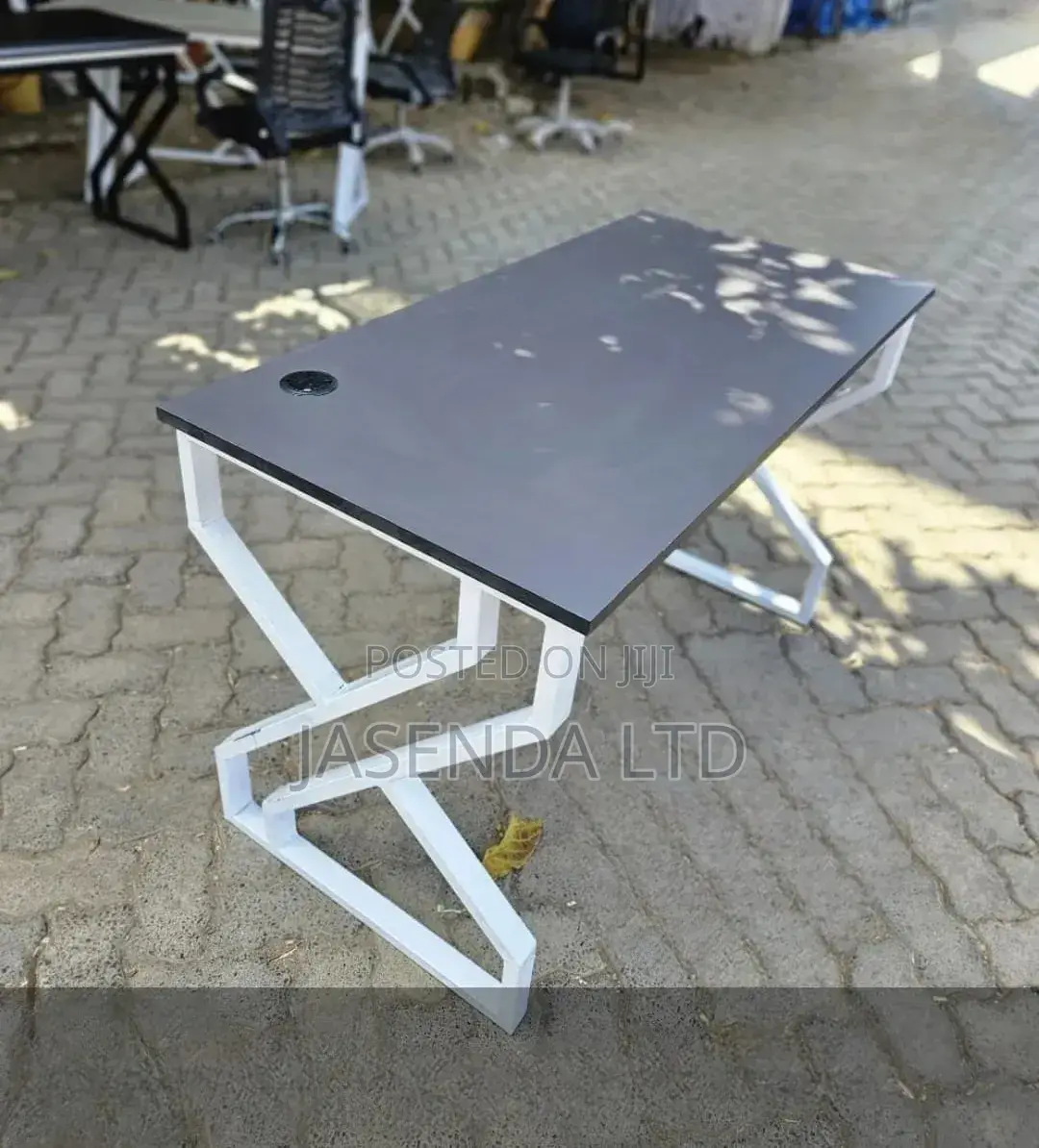 Office Desk 120cm Gray Top + X White Legs | Sturdy Modern