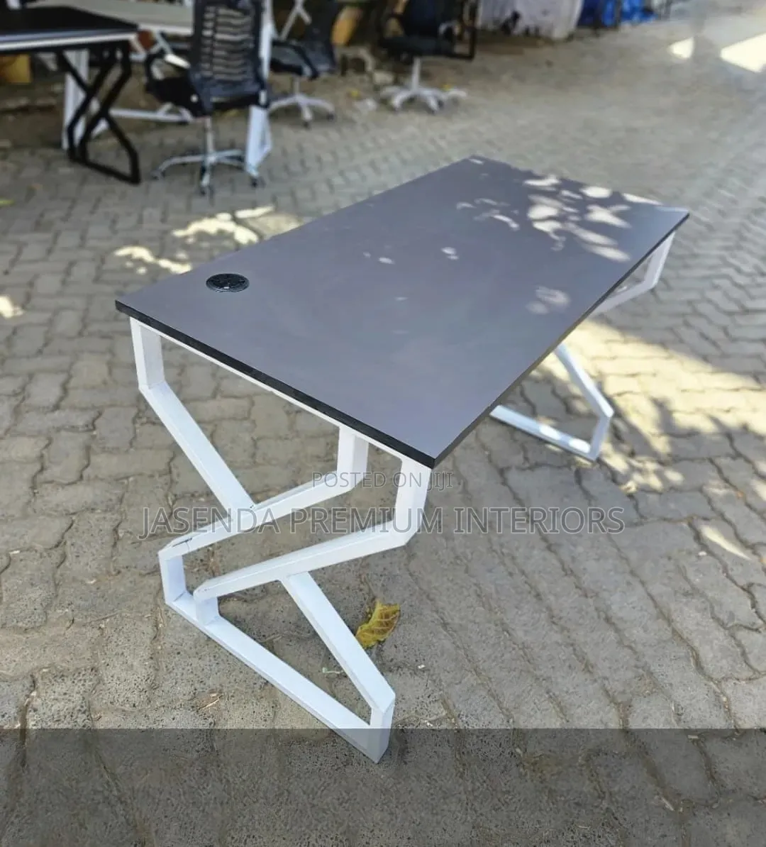 Office Desk 120cm Gray Top + X White Legs | Sturdy Modern