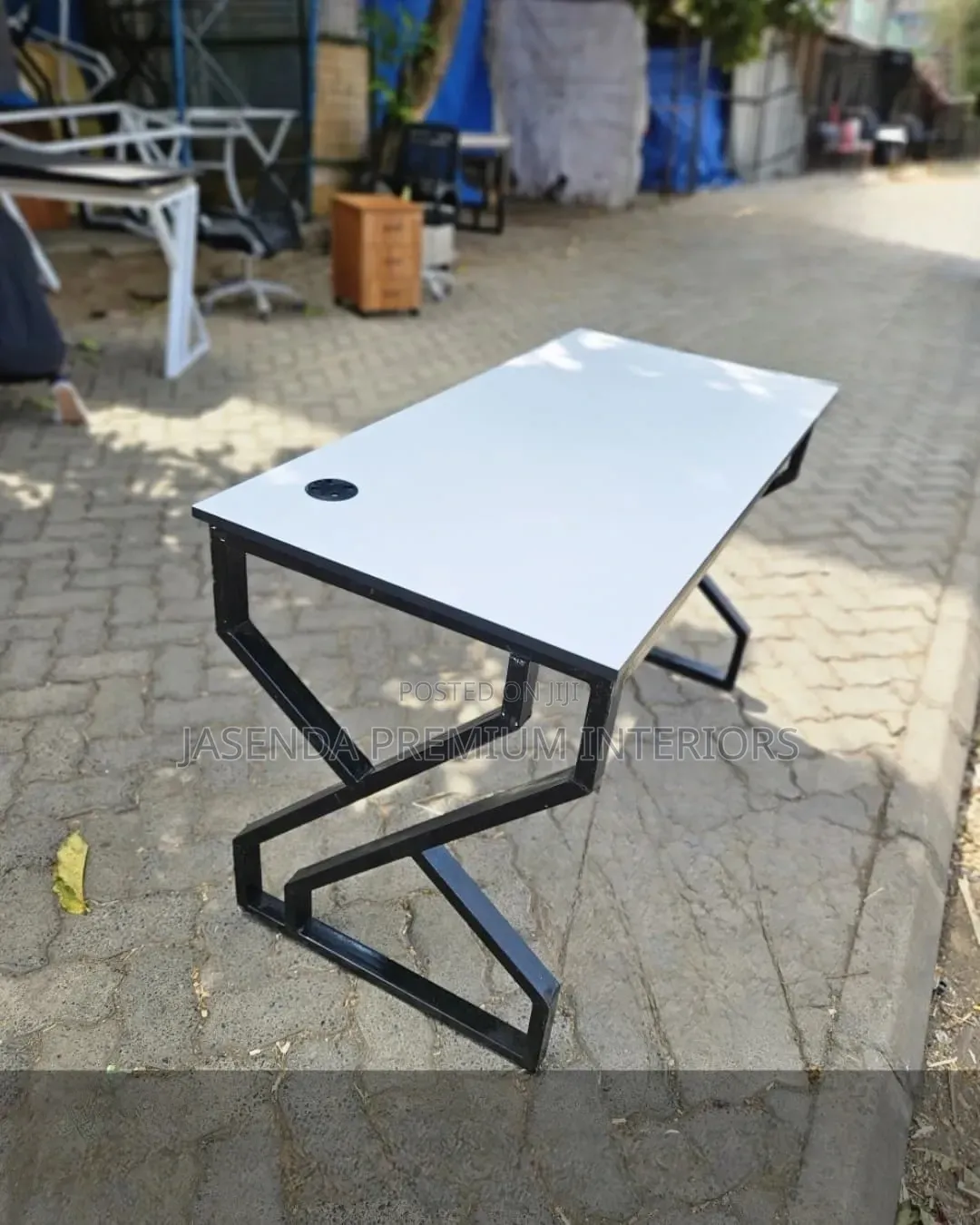 Metallic X Legs Desk 120cm White Wood | Office Table 