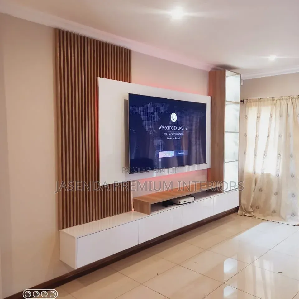 TV Wall Unit With LED Storage Shelves | Floating Stand