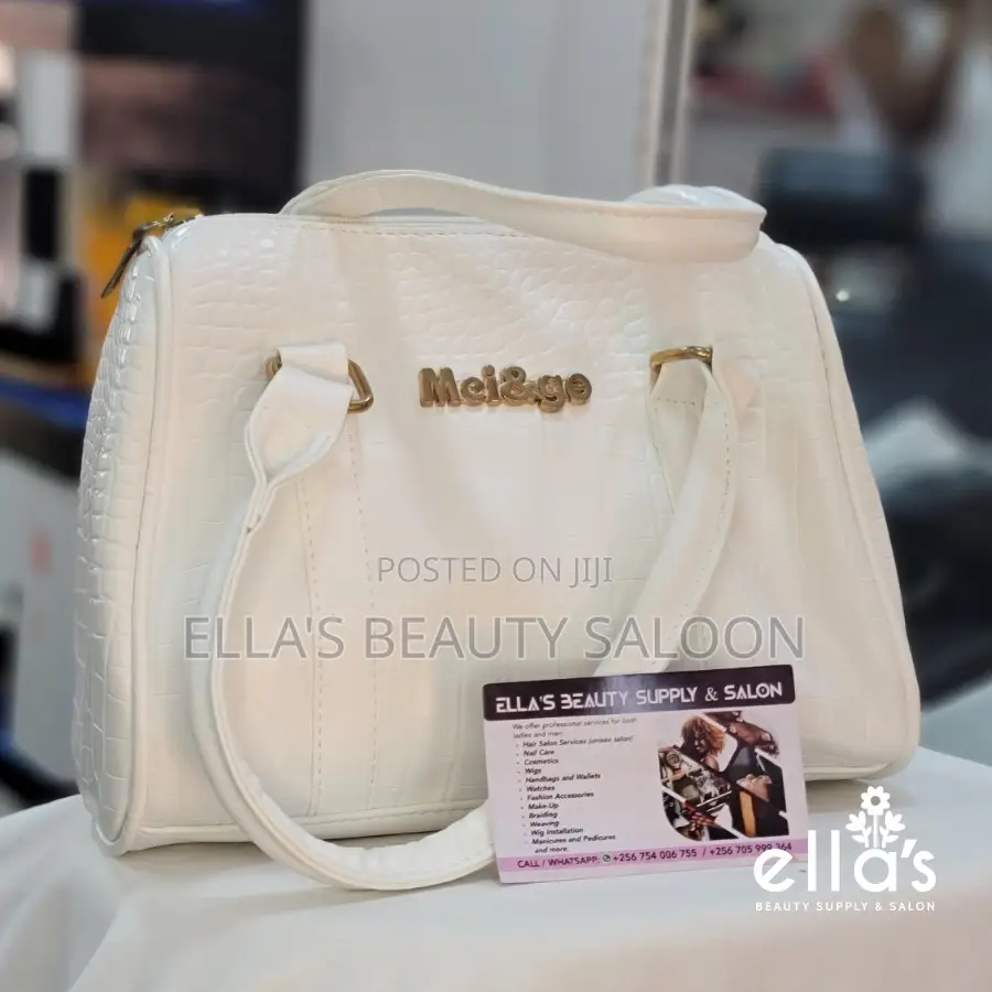Ladies Leather Handbag (White, Mei Ge Brand Handbag, 2 in 1)