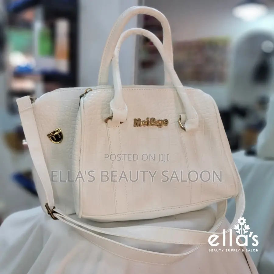 Ladies Leather Handbag (White, Mei Ge Brand Handbag, 2 in 1)