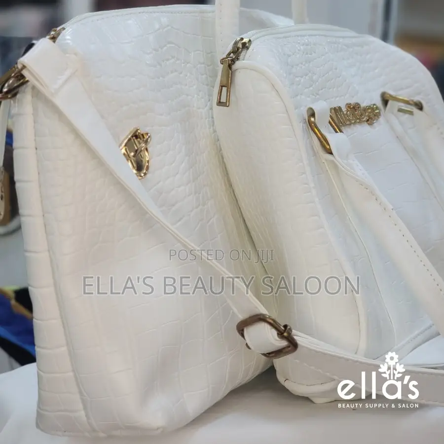 Ladies Leather Handbag (White, Mei Ge Brand Handbag, 2 in 1)