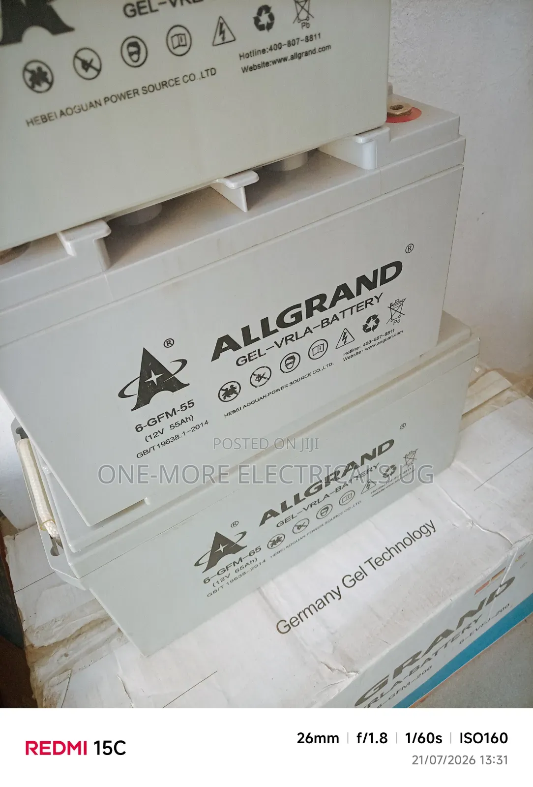 Allgrand Battery 50ah/12volts Gel Maintenance Free.