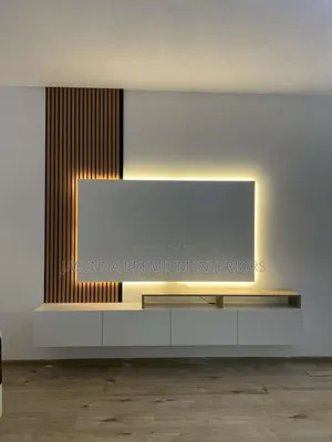Luxury TV Wall Unit White | LED TV Stand Premium