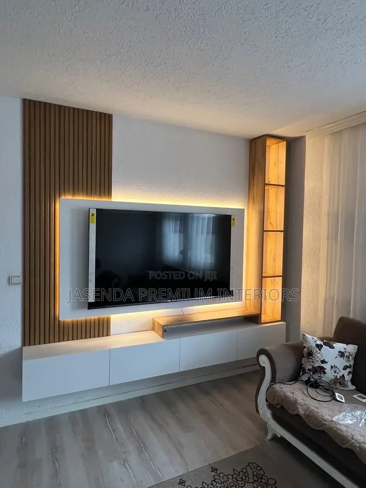 Modern TV Wall Unit With Cabinets | Floating Stand Free Ship