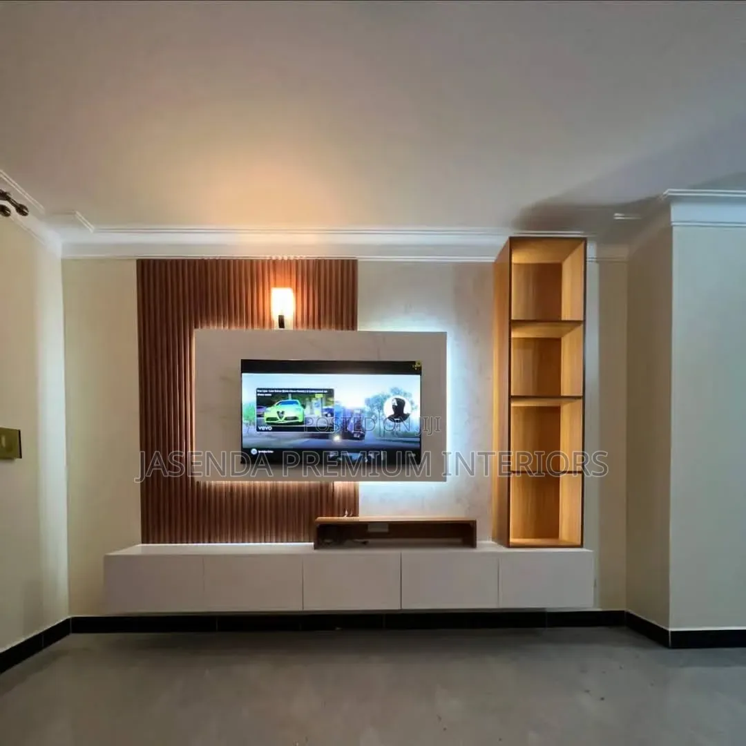Wall Mounted TV Unit With LED Strip | Modern TV Stand