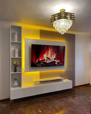 Executive TV Unit Full Wall | Floating TV Stand LED Lights