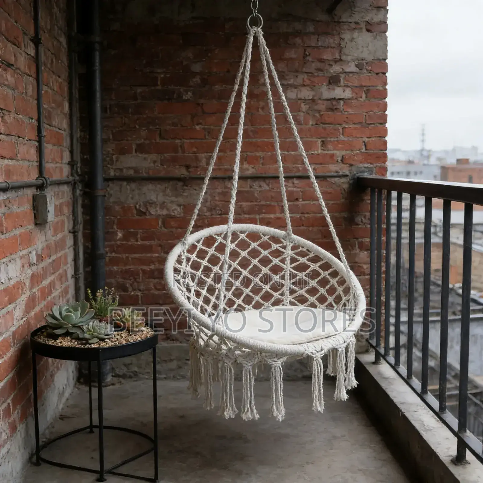 Black Macramé Hanging Hammock Chair