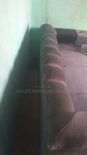 High Density Gray Fabric 3 Seater