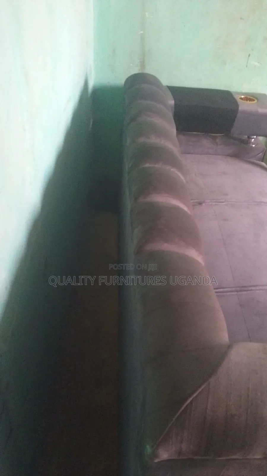 High Density Gray Fabric 3 Seater