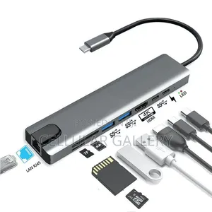 Type-C to HDTV 8 in 1 Rj45, Tf/Sd, Hdtv, USB*2,type-C, Pd