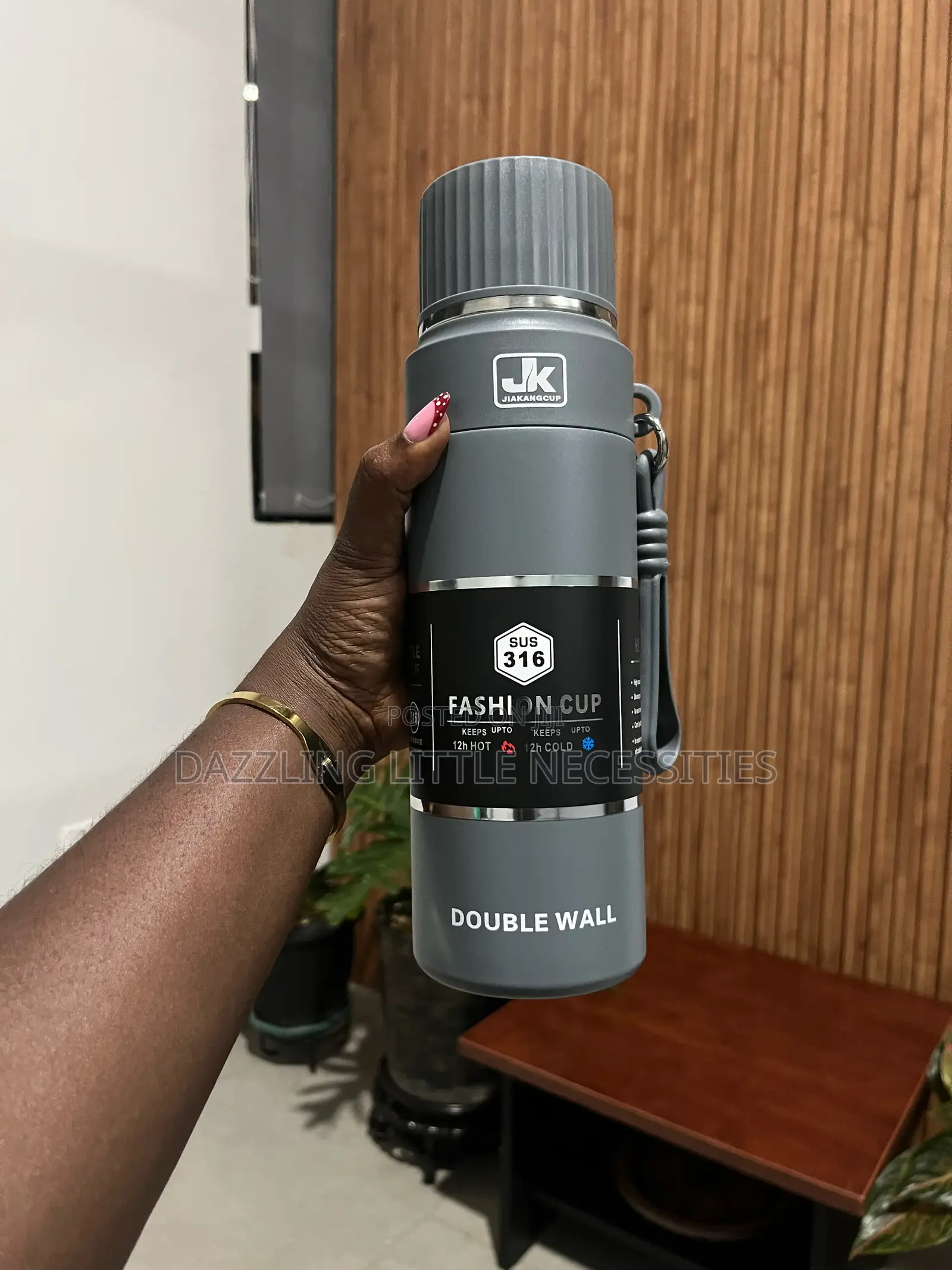 JK Vacuum Insulated Flask - 900mls (Gray)