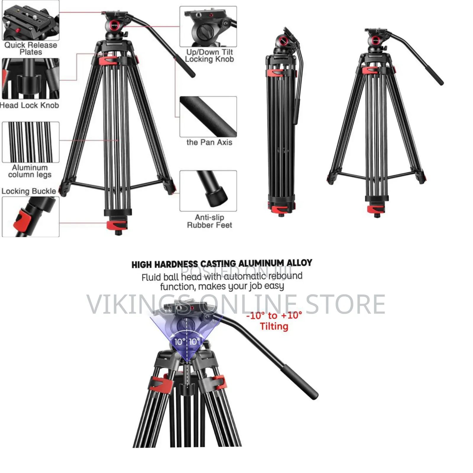 72 Inches Video Tripod, Professional Heavy Duty Aluminum Tripod System