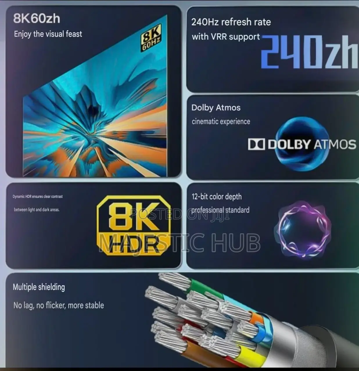  HDMI 2.1 Cable – 3M High-Speed 48Gbps UHD Cable