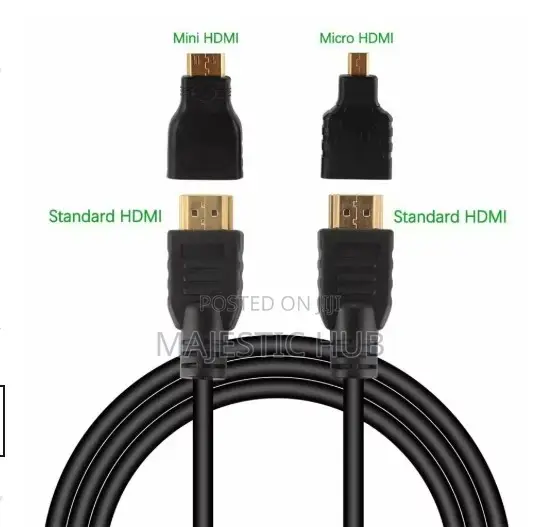3-in-1 HDMI Male to Male Cable With Micro HDMI and Mini Adapter
