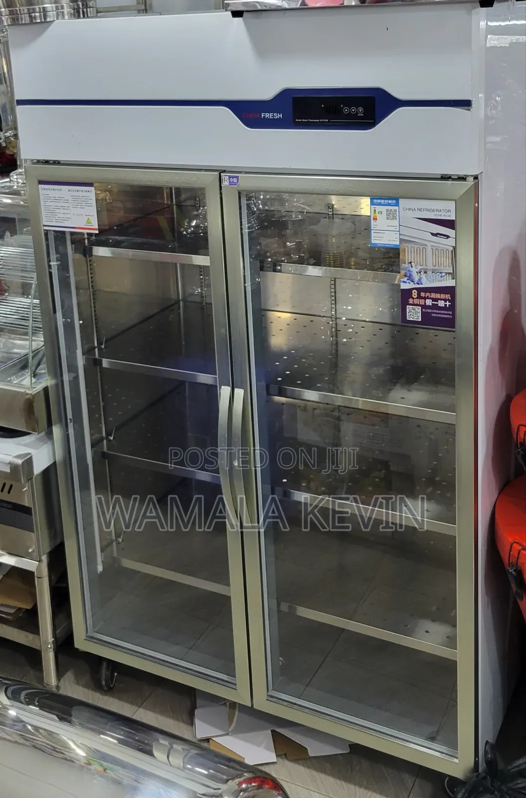 Commercial Two-Door Glass Refrigerator