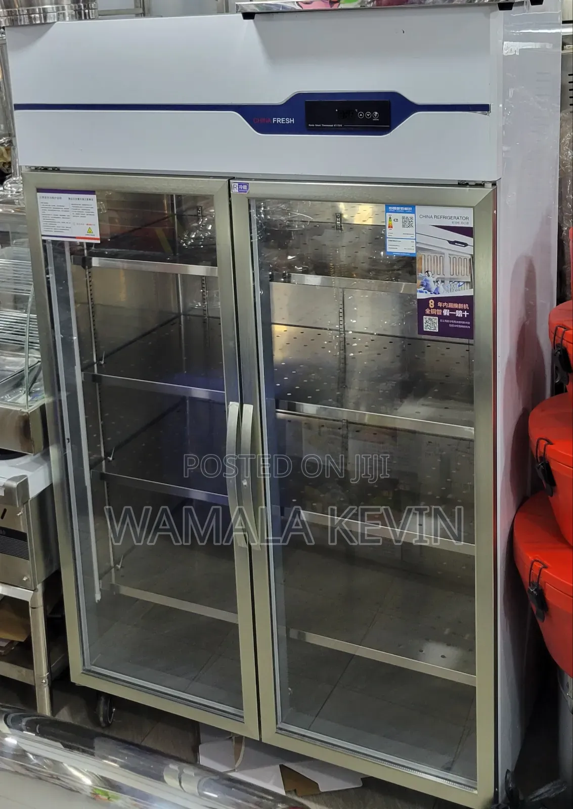 Commercial Two-Door Glass Refrigerator