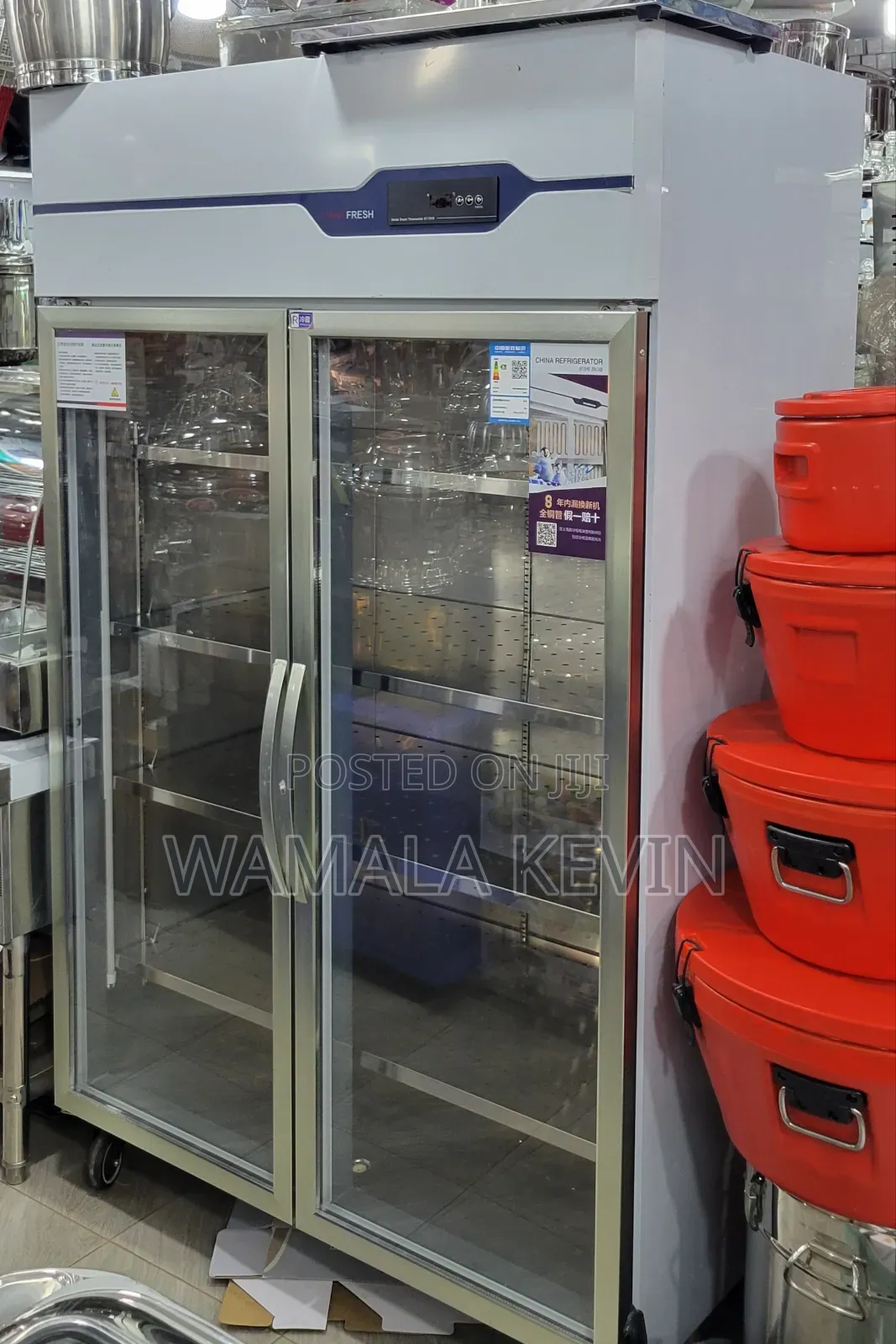 Commercial Two-Door Glass Refrigerator
