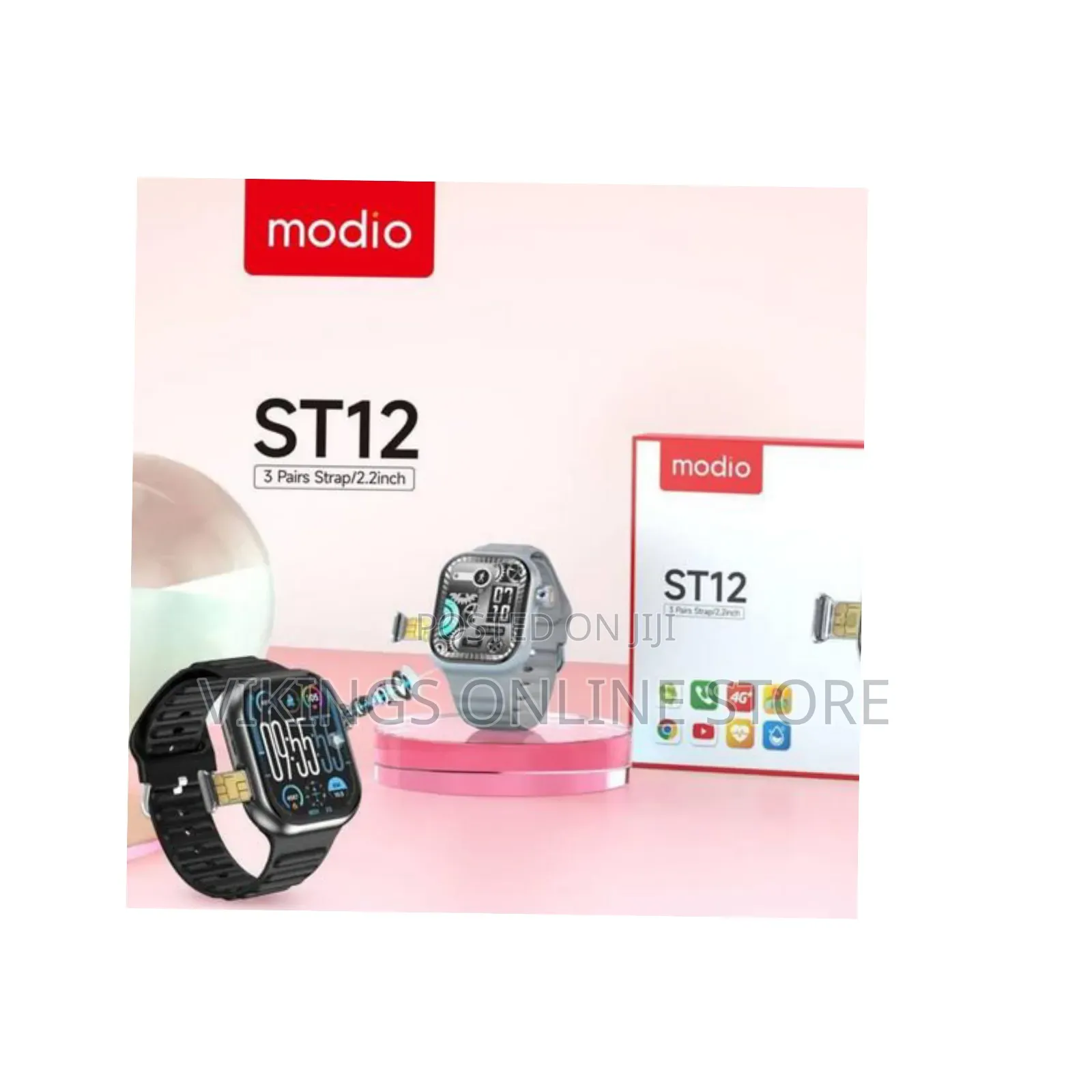 Modio ST12 4G Network 2.2 Inch Smartwatch With 3 Pairs Strap
