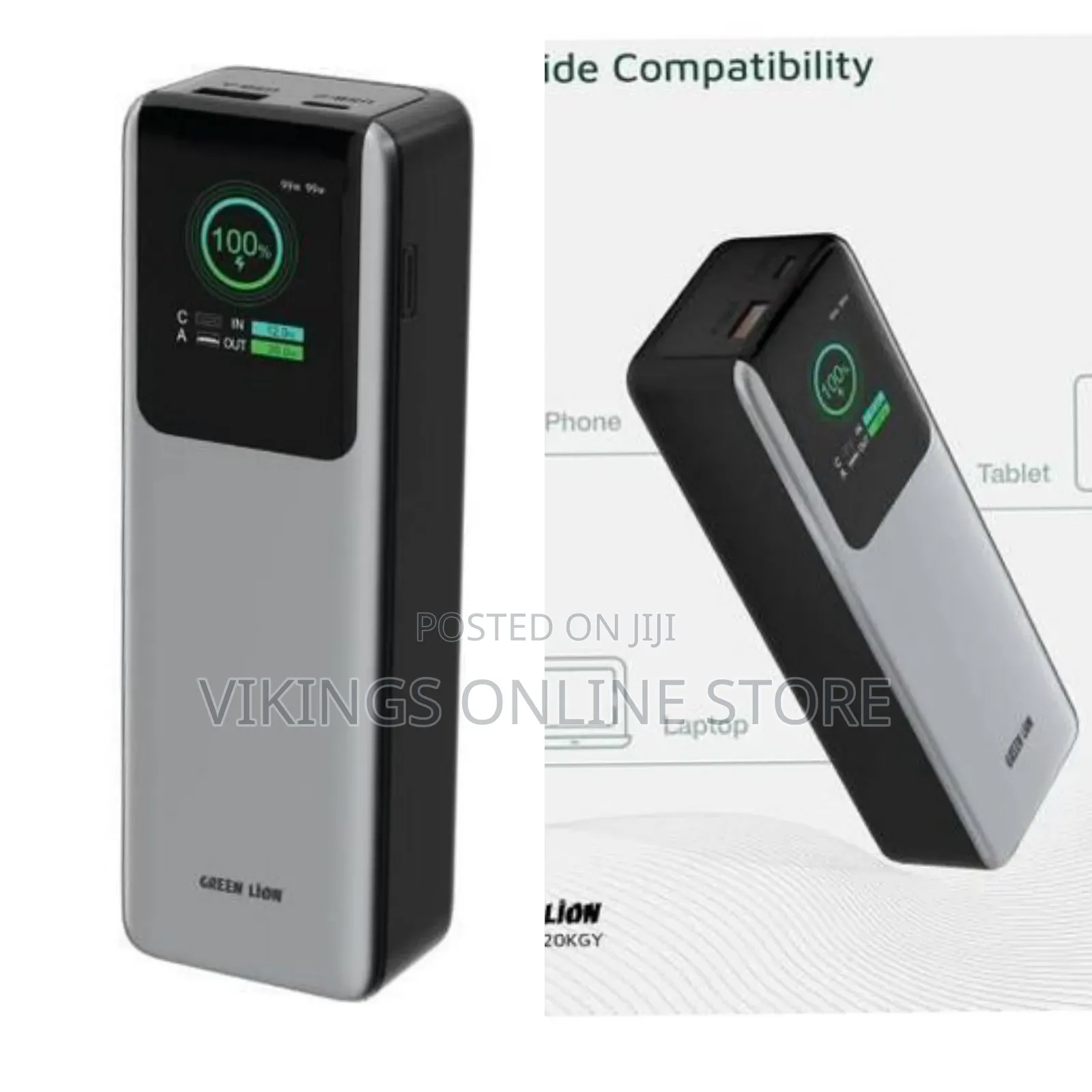 Green Lion Voltura 20000mAh Power Bank, PD 100W Fast Charging, TFT
