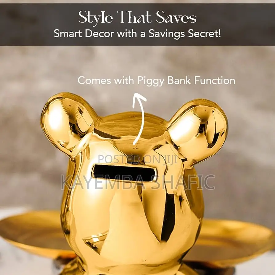 Luxury Gold Ceramic Bear Key Storage Tray Tabletop Home Decor