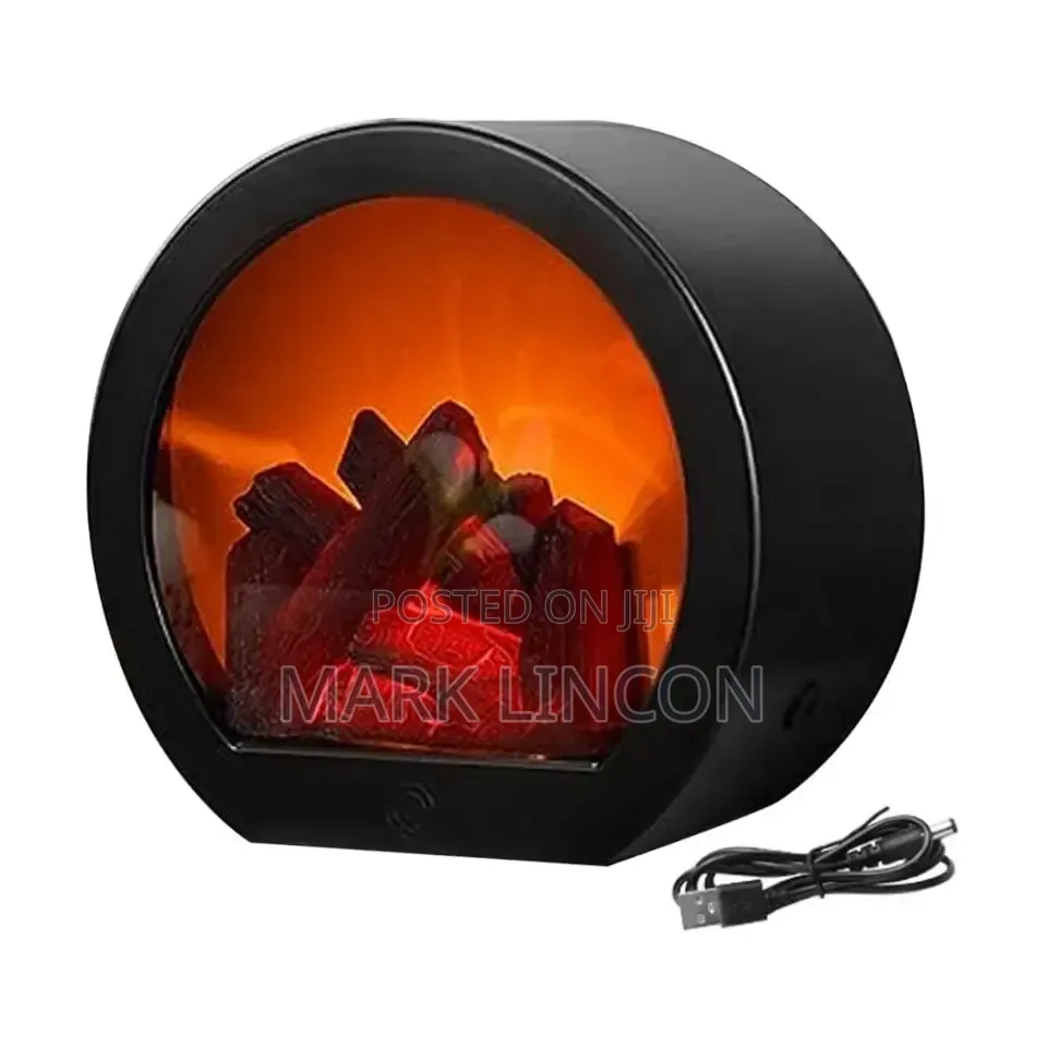 Portable LED Tabletop Fireplace Lantern With Realistic Flame Effect