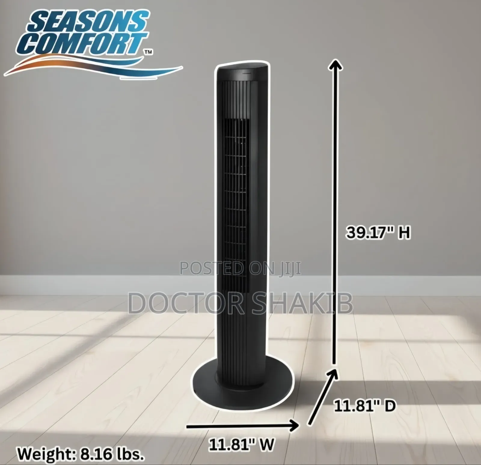 29-Inch Digiwave Branded Black Tower Fan