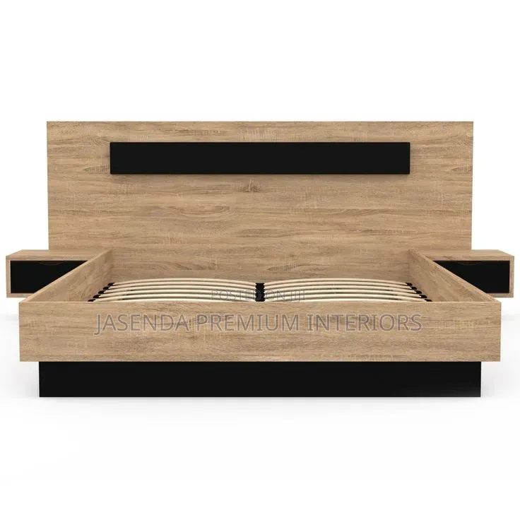 6x6 Bed Wooden Frame + Headboard | Modern Bed Free Install