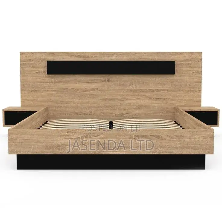 6x6 Bed Wooden Frame + Headboard | Modern Bed Free Install