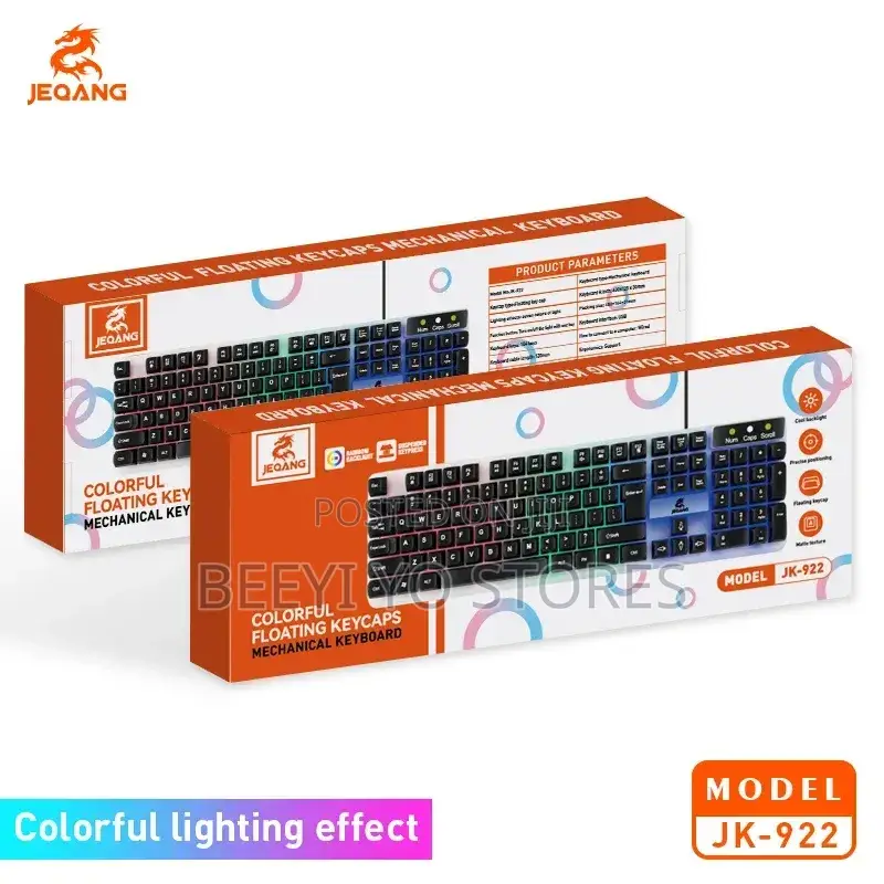 JEQANG JK-922 Colorful Floating Keycaps Mechanical Keyboard.