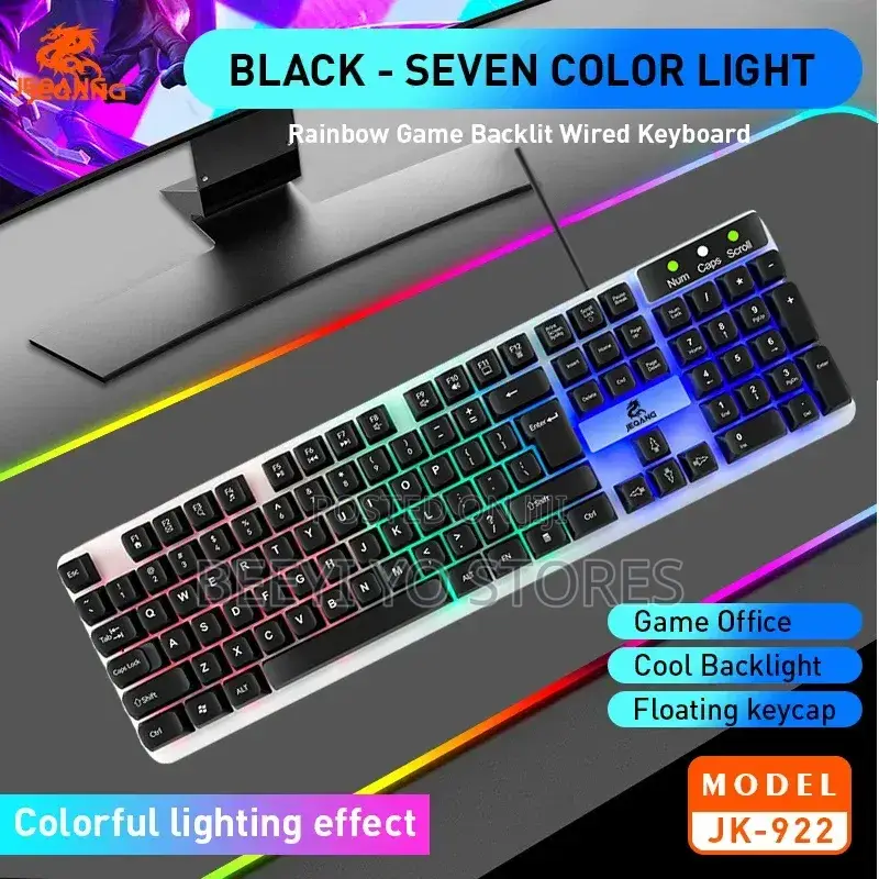 JEQANG JK-922 Colorful Floating Keycaps Mechanical Keyboard.