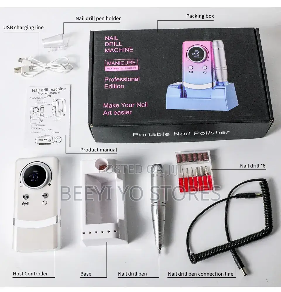 V8 Professional Edition Portable Nail Polisher (Nail Drill Machine).