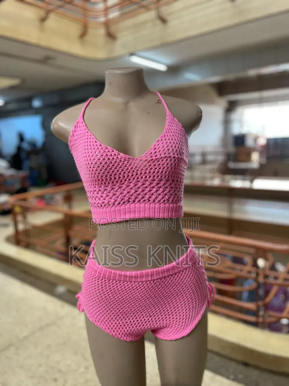 Pink Two Piece Lace Knitted Top and Pant