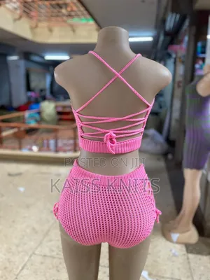Pink Two Piece Lace Knitted Top and Pant