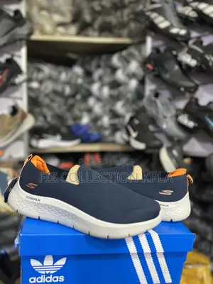 Original Skechers GO WALK Flex Running Shoes Navy Orange