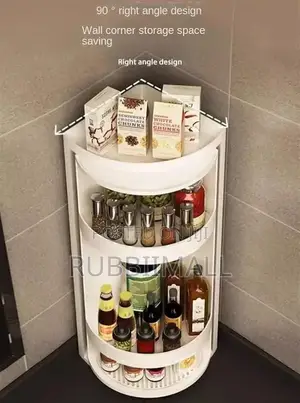 3-Tier White Plastic Countertop Corner Organizer